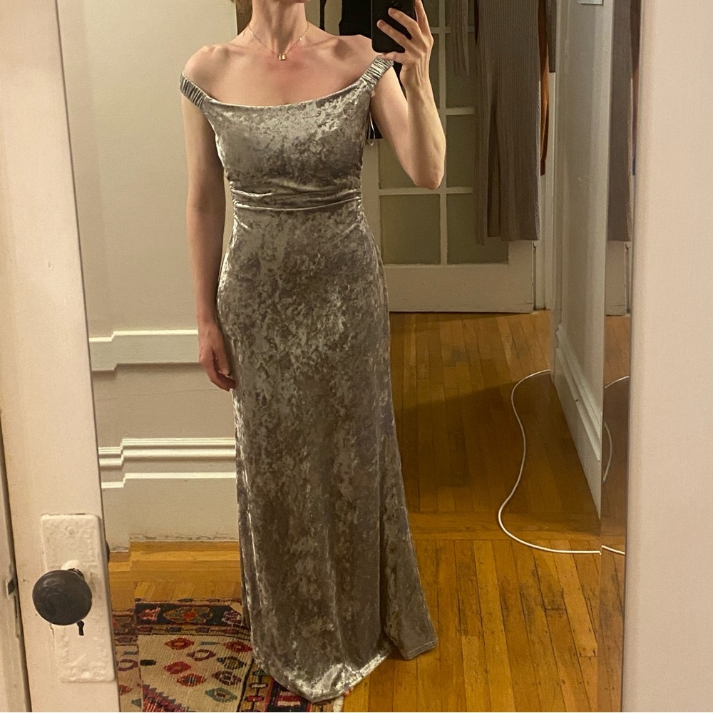 Reformation Silver Velvet Maxi Dress - Picture 12 of 15